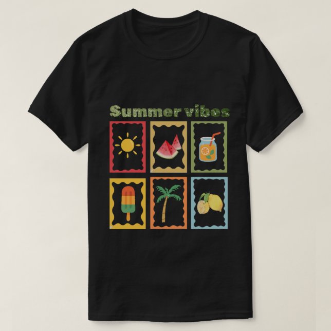 T-shirt Conception de vibrations rétro d'été  (Design devant)