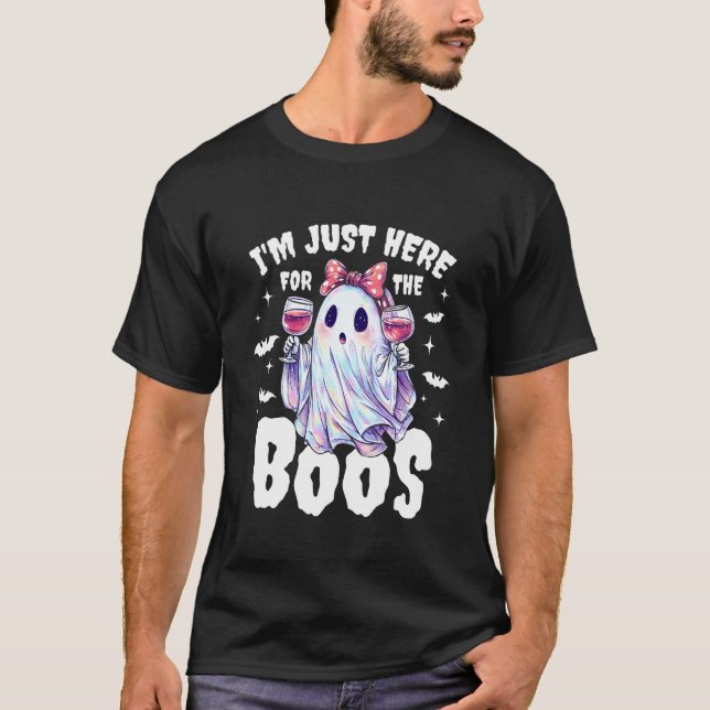 T-shirt Conception de vin de fantôme mignon Halloween (Devant)