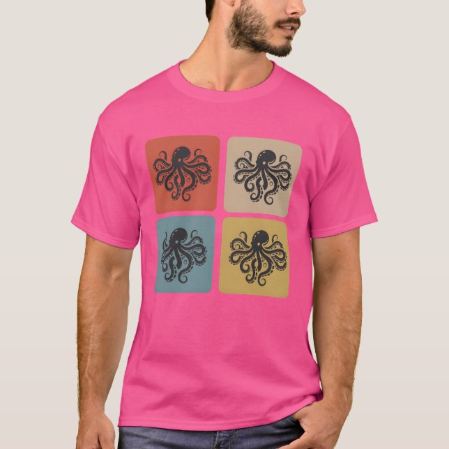 T-shirt Conception de vintage de pieuvre amis (Devant)