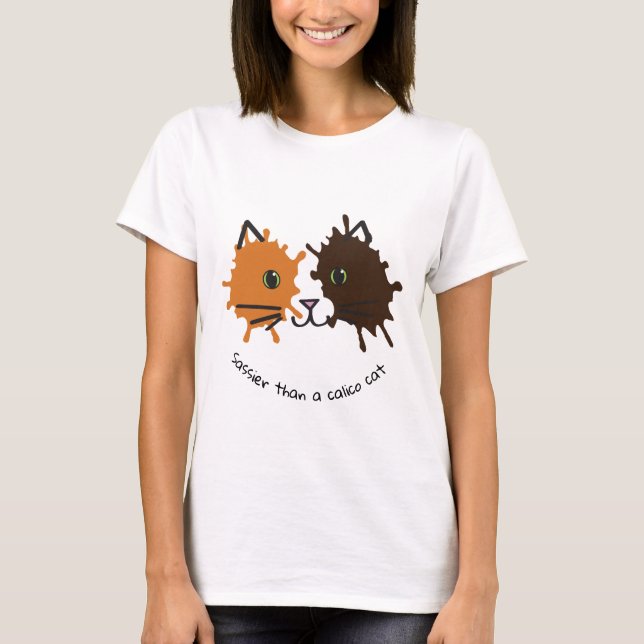 T-shirt Conception de visage de chat de calicot (Devant)