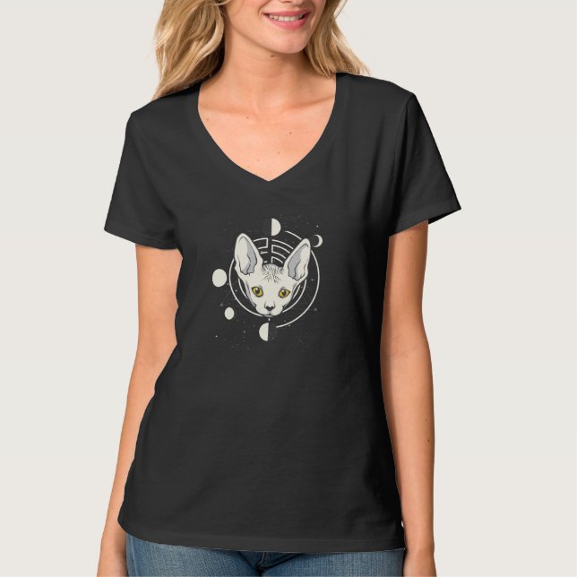T-shirt Conception de visage de chat spatial cool (Devant)