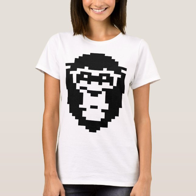 T-shirt conception de visage de singe pixélisé (Devant)