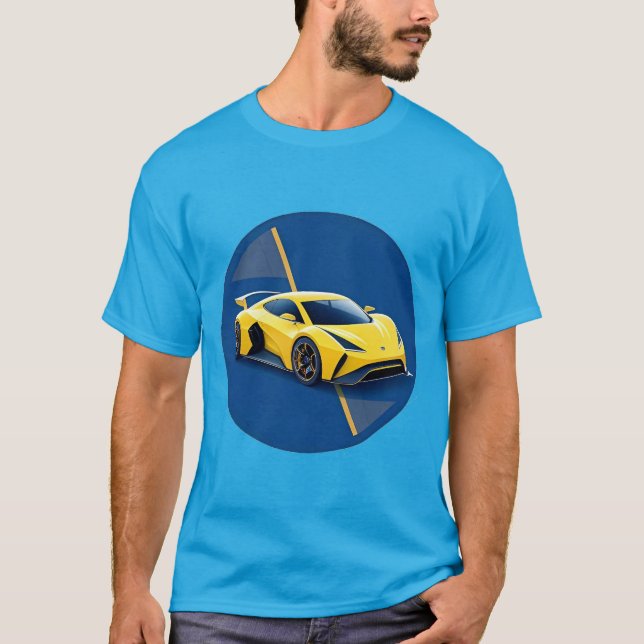 T-shirt Conception de vitesse à contraste bleu Racer jaune (Devant)
