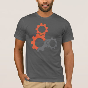 T-shirt Conception de vitesses de vélo, orange et grise