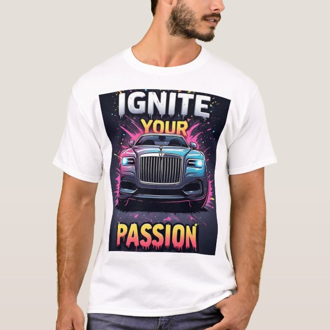 T-shirt 🔥 Conception de voiture de luxe enflammant la pas (Devant)