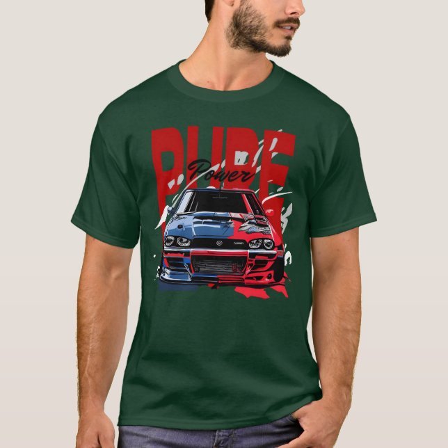 T-shirt Conception de voiture de puissance pure pour la fa (Devant)
