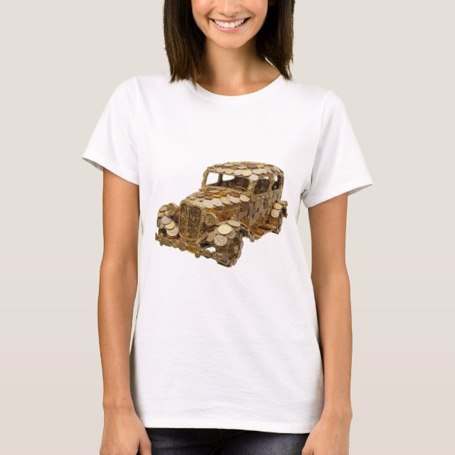 T-shirt Conception de voiture dorée argentée accrocheuse (Devant)