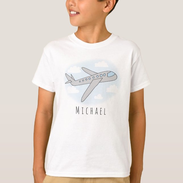 T-shirt Conception de voyage Cool de l'avion avec nom (Devant)