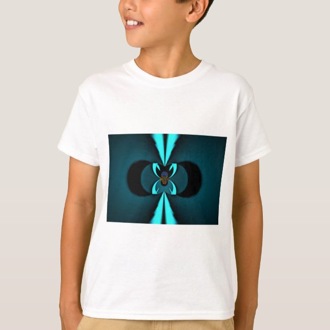 T-shirt Conception de voyants cyan et noir de bord coupant (Devant)