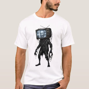 T-shirt Conception de zombie cyberpunk tête de télévision