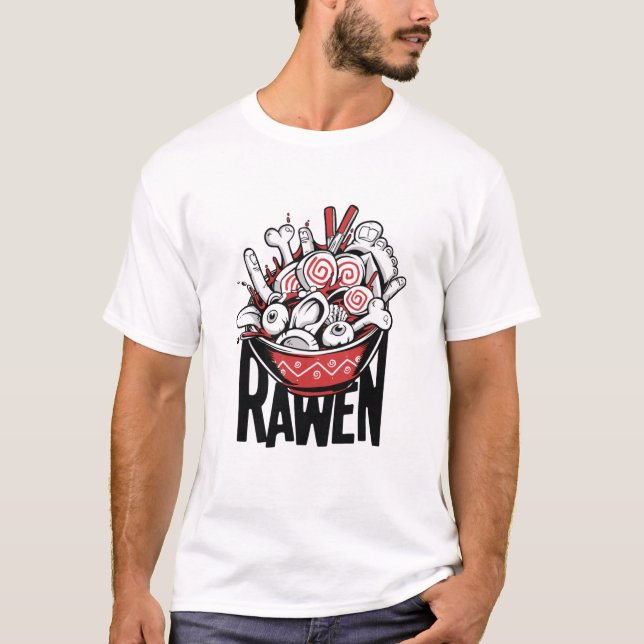 T-shirt Conception de zombie de nouilles Ramen folle (Devant)