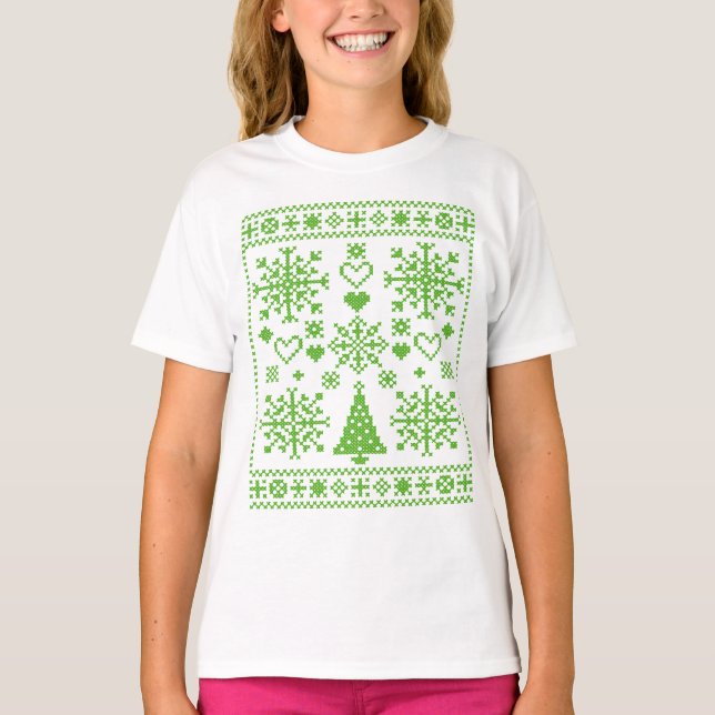 T-shirt Conception d'échantillonneur à motif croisé pour a (Devant)