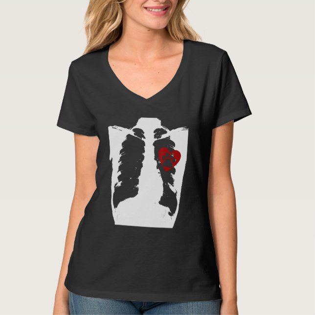 T-shirt Conception d'empreinte de patte de coeur mignon po (Devant)