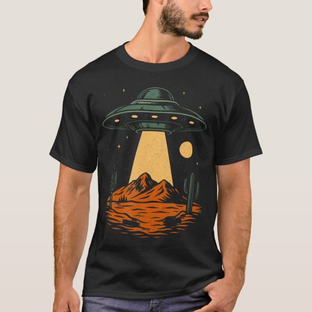 T-shirt Conception d'enlèvement du désert de l'Ufo rétro v (Devant)