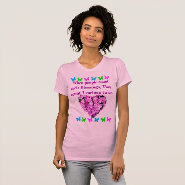 T-SHIRT CONCEPTION D'ENSEIGNANT FLORAL JOLIE ROSE (Devant entier)