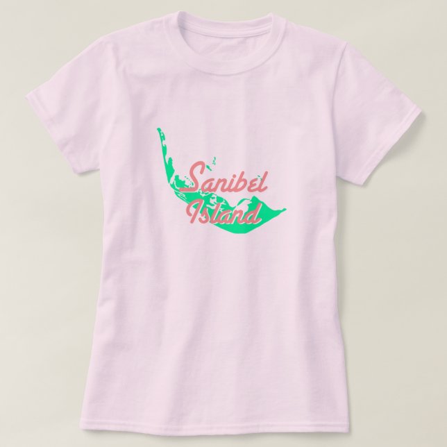 T-shirt Conception d'ensemble de carte d'île de Sanibel (Design devant)
