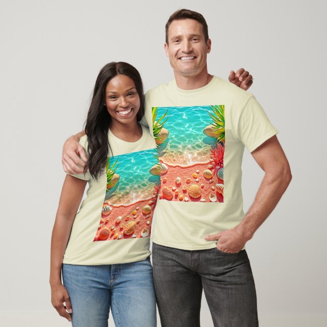 T-shirt Conception des coquilles de plage baisées au solei (Unisexe)