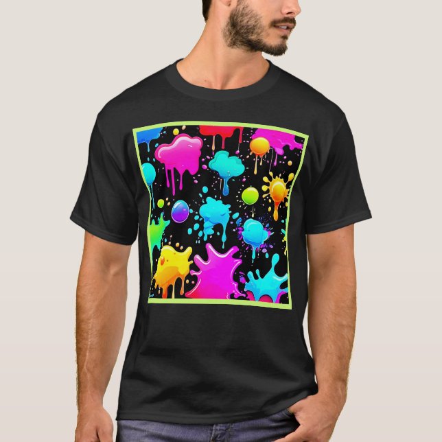 T-shirt Conception des puces de peinture néon (Devant)