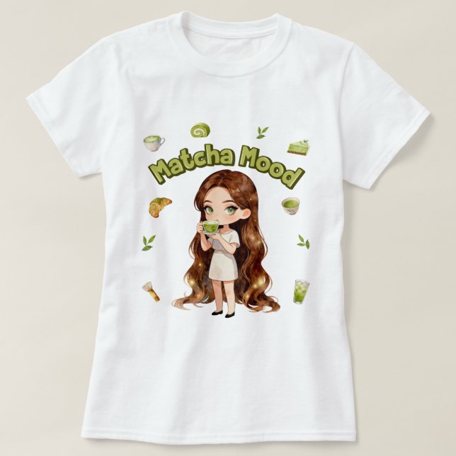 T-shirt Conception d'esthétique Matcha Mood Vibes de thé v (Design devant)