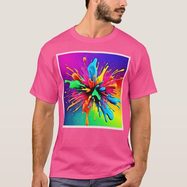 T-shirt Conception d'explosion de peinture vibrante (Devant)