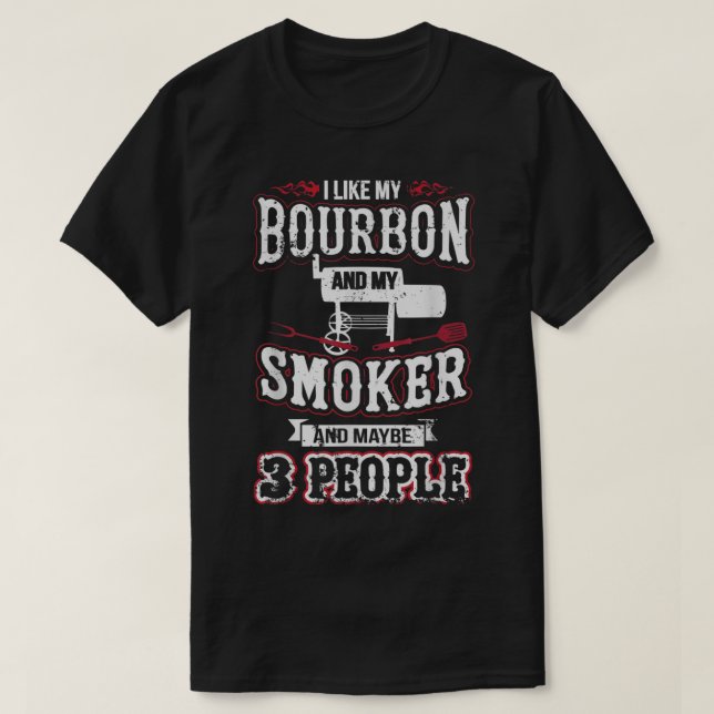T-shirt Conception d'humour BBQ Fumeur Bourbon (Design devant)