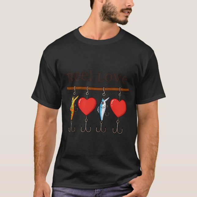 T-shirt Conception d'humour de pêche d'amour de bobine (Devant)