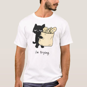 T-shirt Conception d'humour félin minimal pour l'épicerie,