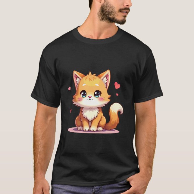 T-shirt Conception d'illustration de chat Chibi Maine Coon (Devant)