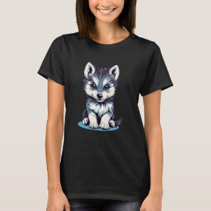 T-shirt Conception d'illustration de chiot husky mignon dr