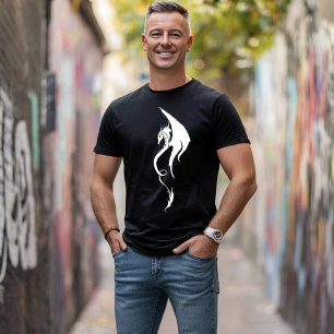 T-shirt Conception d'illustration de dragon tribal noir et