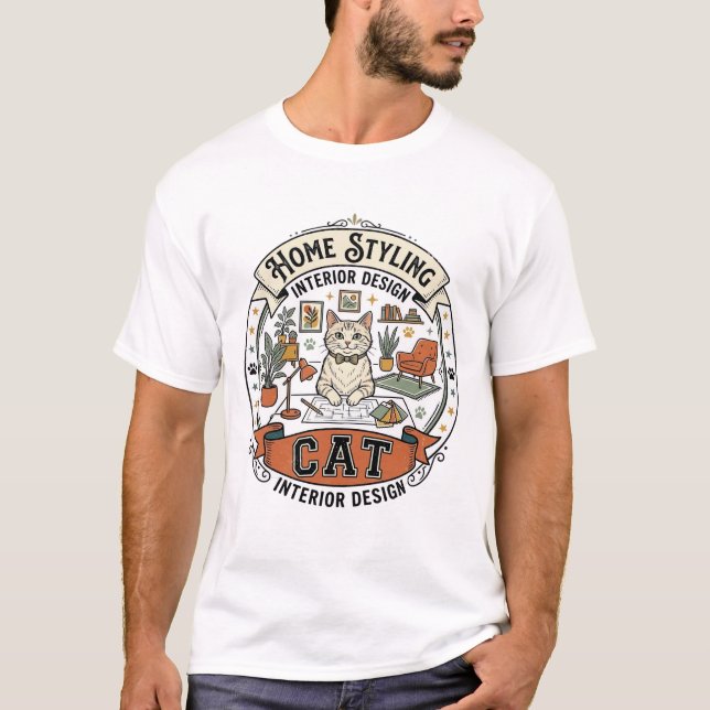 T-shirt Conception d'intérieur Styling de la maison Chat C (Devant)