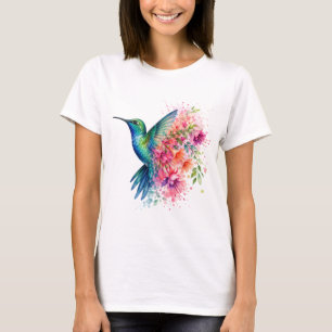 T-shirt Conception d'oiseau floral vibrant de colibri à l'
