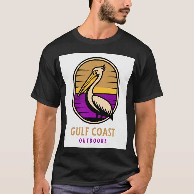T-shirt Conception d'oiseau pélican Gulf Coast Outdoors (Devant)