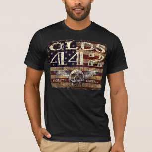 T-shirt Conception d'Oldsmobile 442 contre le drapeau