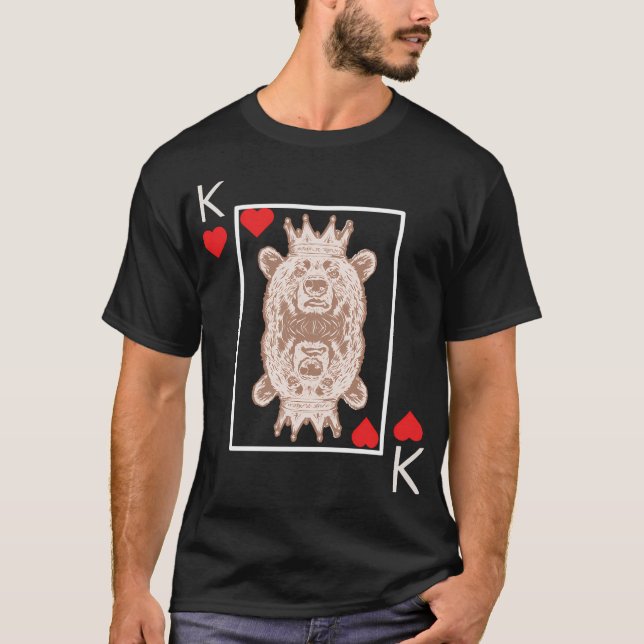 T-shirt Conception d'ours de carte de jeu de poker (Devant)
