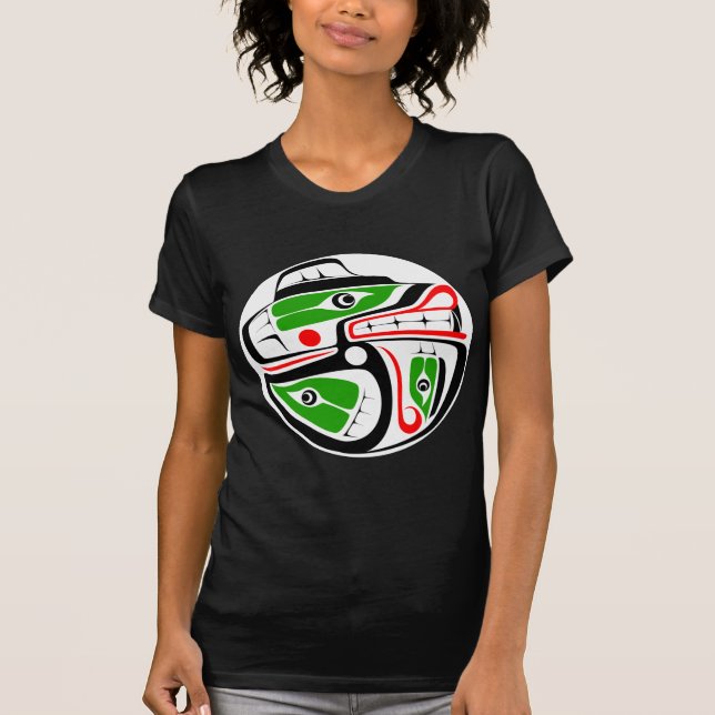 T-shirt Conception d'ours et de saumon (Devant)