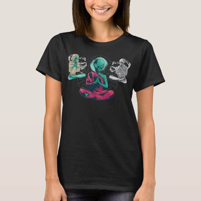 T-shirt Conception drôle d'alien de yoga (Devant)