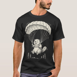T-shirt Conception drôle de castor en parachutisme avec un