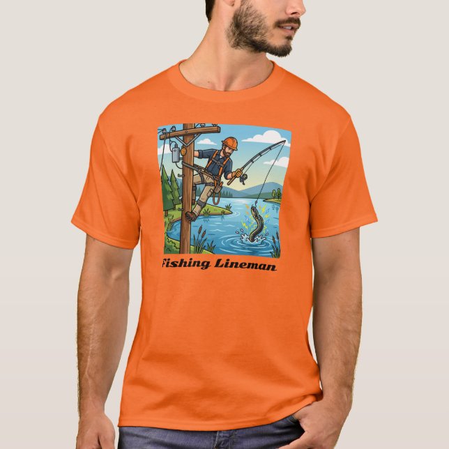 T-shirt Conception drôle de lineman pêcheur (Devant)