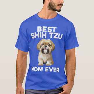 T-shirt Conception drôle de mère de Shihzu pour femmes fil