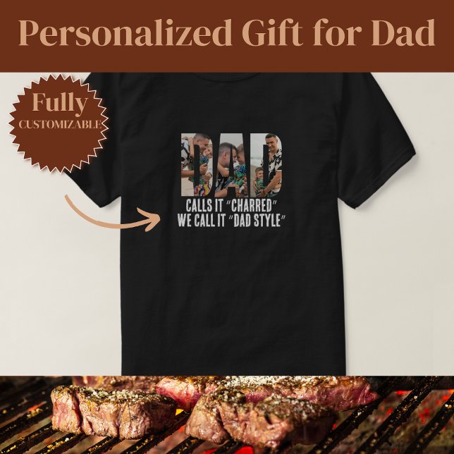 T-shirt Conception drôle de style de papa carbonisé (Charred Dad Style Funny Design T-Shirt)