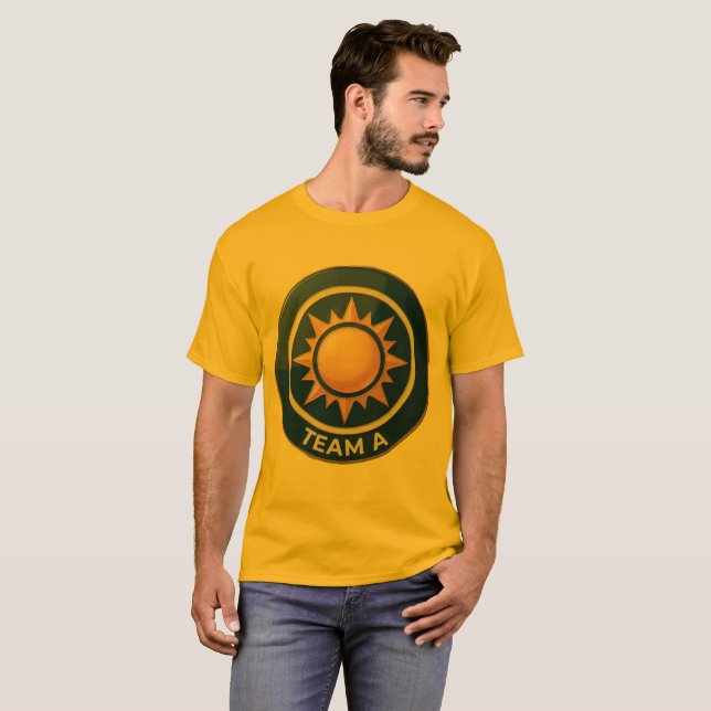 T-shirt Conception du badge Emblème Soleil de l'équipe A | (Devant entier)