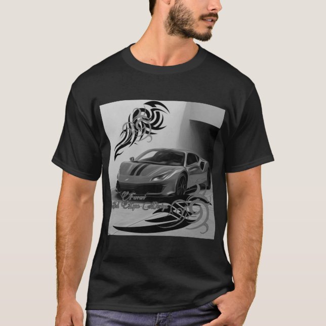 T-shirt Conception du blacklyon à l'huile Bw (Devant)