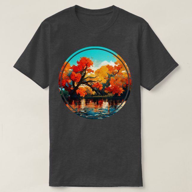 T-shirt Conception du cercle d'automne (Design devant)