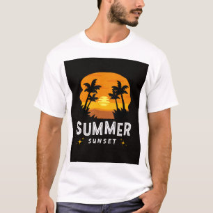 T-shirt Conception du coucher de soleil d'été tropical - V