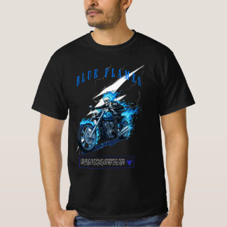 T-shirt Conception du cycle moteur Blue Flames | Skull
