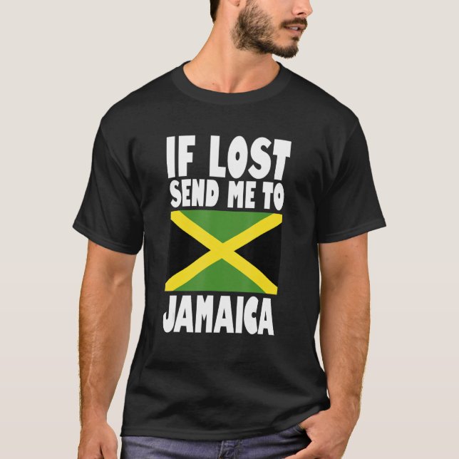 T-shirt Conception du drapeau jamaïcain  Si perdu envoyez- (Devant)