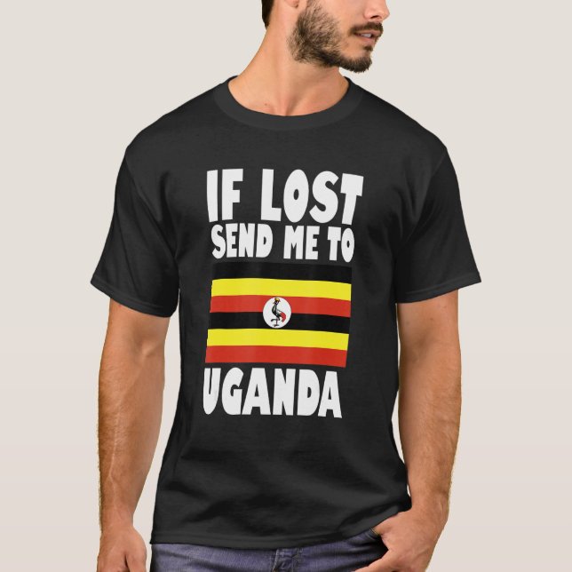 T-shirt Conception du drapeau ougandais  Si perdu envoyez- (Devant)