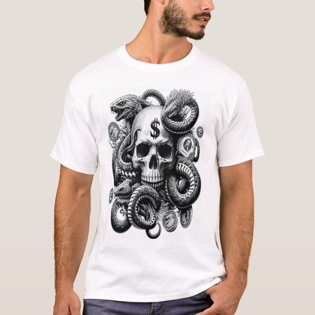 T-shirt conception du serpent crânien (Devant)
