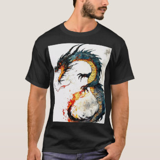T-shirt Conception d'un autocollant de dragon Oriental Fie